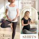 3 Pack Women Maternity T-Shirts Yoga Short Sleeve Side Ruched Tees Athletic Casual Tops Workout Pregnant Clothes (XL)