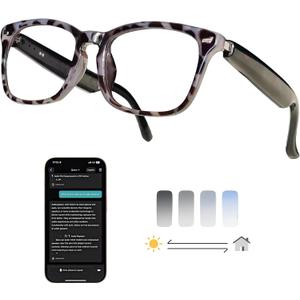 AI Smart Wireless Bluetooth Translation Glasses for Men/Women with Speakers/Bluetooth&140+ Languages Translation Sports/Travel/Drive/Busniess (C3+AI+Color Change Lenses+Daimao)