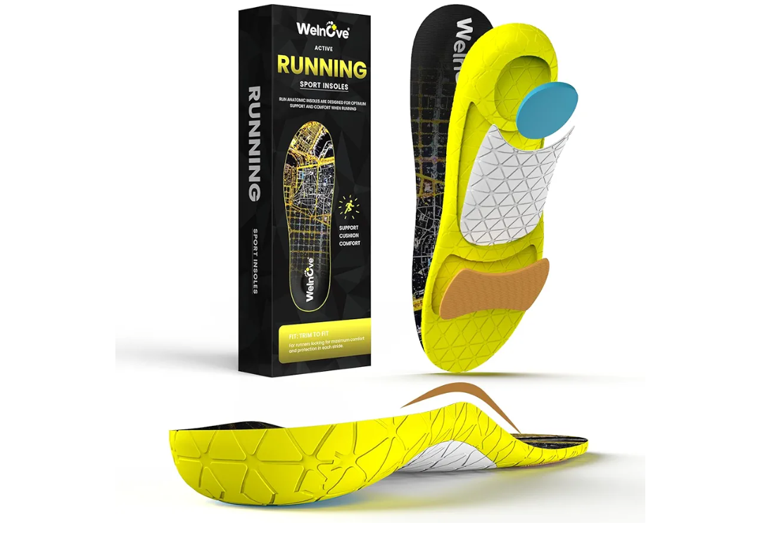Lightweight Performance Sports Insoles Protective - Welnove Shock Absorbing Athletic Insoles for Running, Basketball, Fitness - Energy Return,Increased Performance,Injury Protection, Men Women (L-XL)