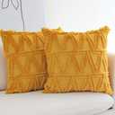 JOJUSIS Plush Short Wool Velvet Decorative Throw Pillow Covers Luxury Style Cushion Case Faux Fur Fluffy Pillowcases for Sofa Bedroom Pack of 2 20 x 20 Inch Yellow (20" x 20" (Pack of 2))