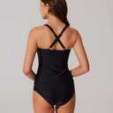 RXRXCOCO High Waisted 2 Piece Tankini Swimsuits for Women U-Wire Push Up Bathing Suit Tummy Control Ruched Swimwear (Black, M)