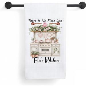 Rustic Rose Floral Tutu Grandma Kitchen Towels, Hawaiian Tutu Grandmother Gifts for Dish Tea Towels, Grandma Gifts from Grandkids Decorative Hand Towel for Kitchen, 16x24 Inch