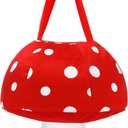 Mushroom Trick or Treat Bag Halloween Costume Accessories Cute Standard Portable with Handle Reusable Multipurpose for Halloween Gifts Party Favors Supplies (White and Red)