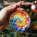 3 x Christmas Ornaments, 2.8 Inch Ceramic Hanging Ornament, Christmas Tree Decorations, Holiday Decorations, Holiday Ornaments, Holiday Party Gifts, and Xmas Gift Ideas - Rainbow Spiral