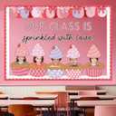 Eaasty Valentines Bulletin Board Decor Set DIY Photo Classroom Craft Library Cupcakes Cutouts for Class Teacher School Door Valentines Decorations