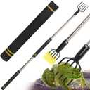 Frog Gigging Pole,2 to 6Ft Fishing Gig Gaff with Barbed 5-Prong Harpoon Stainless Steels Flounder Gig Extension Pole Long Handle with Spong Handle Hunting Bullfrog Spears Fish Hook Sturdy