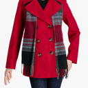 London Fog Women's Double Breasted Peacoat with Scarf, Red, Small