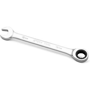 2 x Jetech 15mm Ratchet Wrench, Ratcheting Combination Wrench Metric 10mm Wrench, Industrial Grade Gear Spanner with 12-Point Design, 72-Tooth Ratchet, Chrome Vanadium Steel