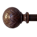 Hermosa 26 in. to 48 in. Adjustable 5/8 in. Single Curtain Rod in Walnut with Finials