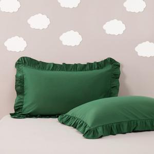 Small Pillow Cases 14x20, Dark Green Toddler Pillow Cover Microfiber Pillowcases, Soft Breathable and Non Shrinking Envelope Pillow Shams Pillowcases Ruffled