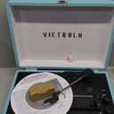 Victrola Vintage 3-Speed Bluetooth Portable Suitcase Record Player with Built-in Speakers | Upgraded Turntable Audio Sound| Includes Extra Stylus | Turquoise, Model Number: VSC-550BT-TQ