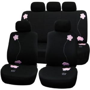 FH Group Car Seat Covers Floral Full Set Black Automotive Airbag and Split Rear Seat Cover Universal Fit Interior Accessories for Cars Trucks and SUV Car Accessories Van Seat Covers