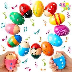 JOYIN 12 Packs 1.9''*2.7" Wooden Egg Shakers Maracas Percussion Musical for Party Favors, Classroom Prize Supplies, Musical Instrument, Basket Stuffers Fillers, Easter Hunt