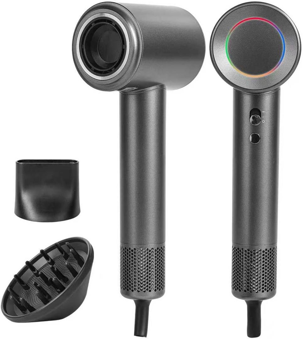 SOUMVC Ions Hair Dryer-Quiet High Speed Professional Blow Dryer with Diffuser,Thermo-Control 5X Fast Drying for Curly Hair & Frizz Free Hair,Lightweight,Travel Suitable for Men,Women, Pets,Children