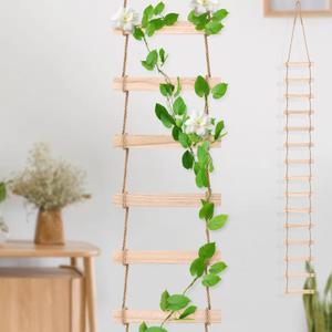 Wood Ladder Design Climbing Plants Trellis, Strong Natural Garden Trellis for Climbing, Easy to Install, Reliable Support for Vines & Climbers, Climbing PlantsOutdoors,Indoor Potted Plants
