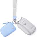 POIUGOYA Nylon Wristlet Wallets, Dual Pouch Keychain Wristlet Wallet, RFID Small Wallet With Coin Pouch,ID Window For Travel