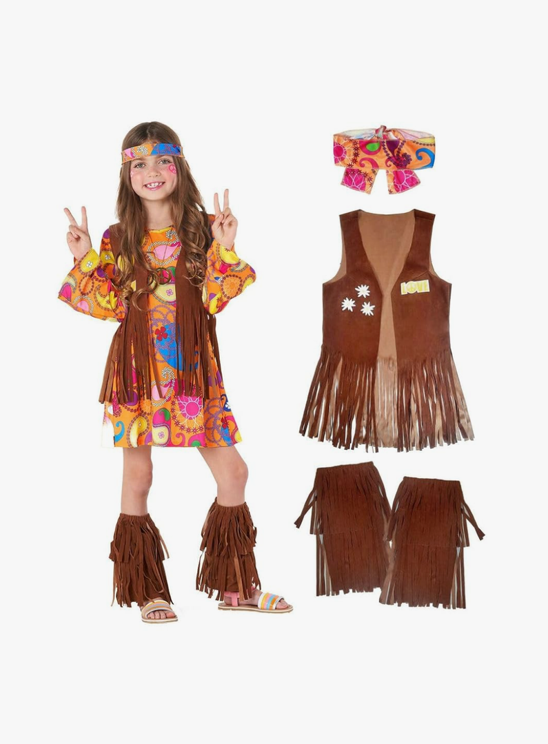 Morph 70s Outfits For Girls, Girl Hippie Costume, 60s Outfits For Girls, Hippie Costume For Kids, Kid Disco Outfit Size M