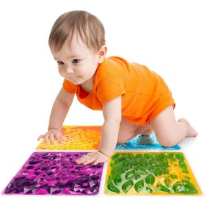 edusense Liquid Motion Floor Tiles Interactive Sensory Play Mats for Kids, Non-Slip & Cushioned, Dynamic Visual Effects, Develop Motor Skills, Easy to Store, for Home & Classroom, 11.8X 11.8 Inches