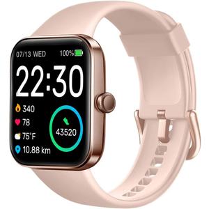 SKG Smart Watch for Women, Fitness Tracker with 5ATM Swimming Waterproof, Sleep Monitor, 1.7'' Touch Screen Smartwatch Fitness Watch for Android-iPhone iOS,V7 Pink