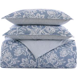 Nautica- King Comforter Set, Cotton Reversible Bedding Set, All Season Designer Home Dcor (Tortola Blue, King)