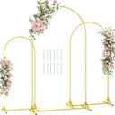 Wedding Arch Backdrop Stand 3 Pack Metal Arch Backdrop Stand (7.2FT/6.6FT/6FT), Decorative Balloon Arch Stand, Easy Assembly Backdrop Arch Stand, Gold Wedding Arch Stand for Party Decoration
