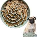 Slow Feeder Dog Bowls, Dishwasher Microwave Safe Silicone Puppy Puzzle Bowl with Non-Slip Design for Eating (Grey Green) (Medium)