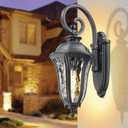 Luminzone Outdoor Porch Lights Wall Mount, Outdoor Sconce Lighting Waterproof Exterior Porch Light Anti-Rust Aluminum Outside Latern with Water Ripple Glass for House Yard Hallway Doorway Patio
