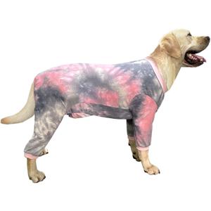 Dog Pajamas for Large Dogs Cotton Tie dye Pet Clothes Dog Onesie Jumpsuit Pet Sleeper Shirts Full Coverage Dog pjs (3XL, Pink Tiedye)