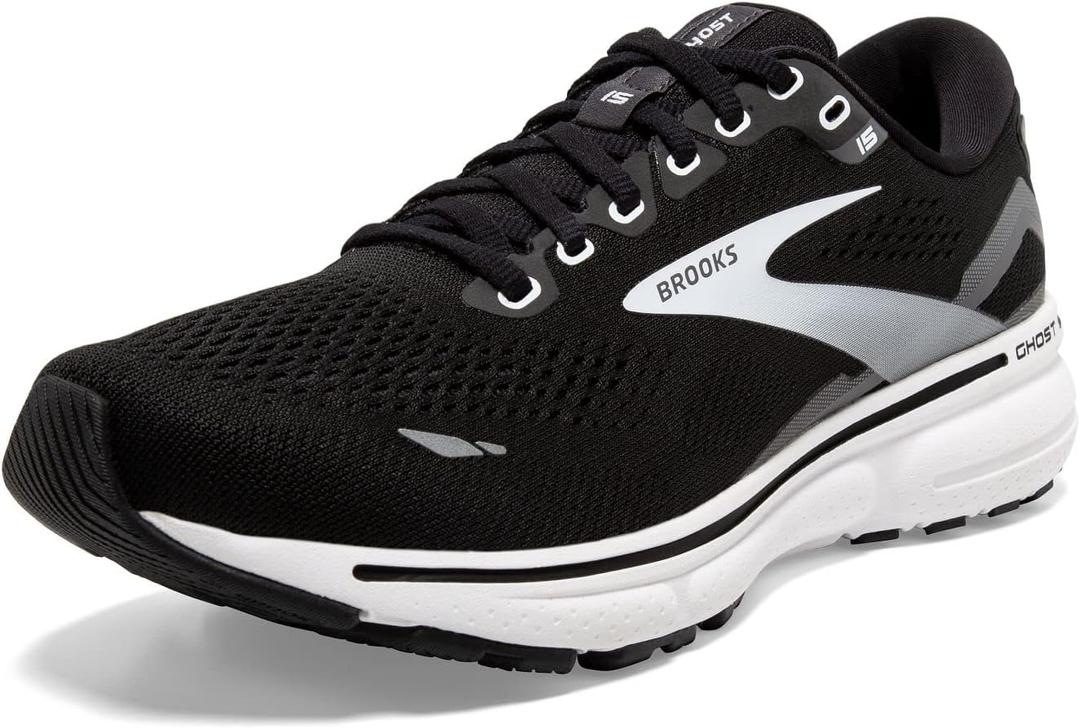 Brooks Women's Ghost 15 Neutral Running Shoe - Black/Blackened Pearl/White - 9.5 Wide
