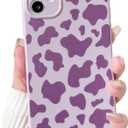 3 Packs NITITOP Compatible with iPhone 12 Case Cute Aesthetic Cow Print Pattern for Women Girl Men Trendy Slim Fit TPU Bumper Silicone Shockproof Full Camera Protection Cover - Purple (Light Blue)