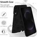 for Samsung Galaxy S25 Edge Case Black Floral Rose Pattern | Cute Silicone Camera Protection Soft Slim Phone Case for Girls Women