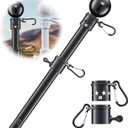 Flag Pole for Outside House - 5ft Heavy Duty Stainless Steel Flag Pole Kit, Tangle Free Spinning Flagpole Holder For Outdoor Porch Residential Decoration - Black (5ft(without bracket))