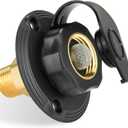RV City Water Inlet with Brass Check Valve, Fresh Water Fill Flange for Camper Hookup, Durable RV Water Replacement Connection Fittings, Black