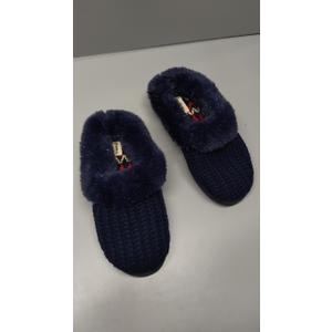 Dearfoams Women's Memory Foam Cozy Soft House Slippers Gifts for Women Hannah Knit Clog House Shoes Size 7-8