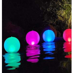 Rukars Floating Ball Pool Light Solar Powered 4 PCS, 14 Inch Inflatable Hangable IP68 Waterproof Rechargeable Color Changing Led Glow Globe Pool