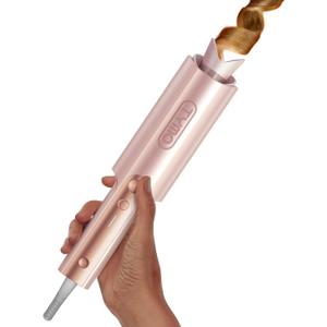 TYMO CurlPro Plus Automatic Rotating Curling Iron - Upgraded Long Barrel Curling Wand for Long Hair, Ceramic Hair Curler for Women, Anti-Scald, 600M Ionic, Dual Voltage, Gold Blush, 1 1/4 Inch