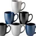 AmorArc 16oz Coffee Mugs Set of 6, Large Ceramic Coffee Mugs for Man, Woman, Dad, Mom, Modern Coffee Mugs Set with handle for Tea/ Latte/ Cappuccino/ Milk/ Cocoa. Dishwasher&Microwave Safe, Multi