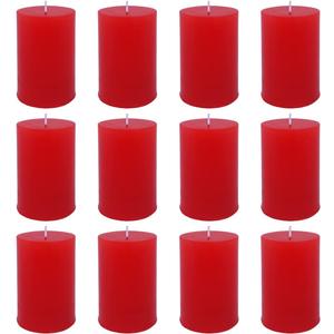 12 Pack 2x3 Inch Red Pillar Candles for Romantic Valentine's Day and Christmas, Unscented Column Candle for Home Restaurants, Smokeless Dripless and Clean Burning Emergency Candle