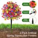 Alupssuc 8Pcs 20" Artificial Topiary Ball Flowers for Outdoors, Spring Decoration with Spike, UV Resistant Faux Summer Plants, Fake Bushes Indoor Decor, Mix 4 Colors for Garden, Porch & Patio
