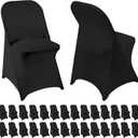 Folding Chair Covers 30 PCS Stretch Spandex Chair Covers Upgraded Universal Fitted Chair Cover Protector for Wedding,Party, Banquet, Holidays, Celebration, Decoration (Black, 30 PCS) (30pcs)