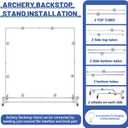 Funnymoom Archery Backstop Stand with 4 Wheels, ONLY Stand for Netting Archery Galvanized Steel Netting Backstop Frame Suitable for Backyard Outdoor Shooting Practice