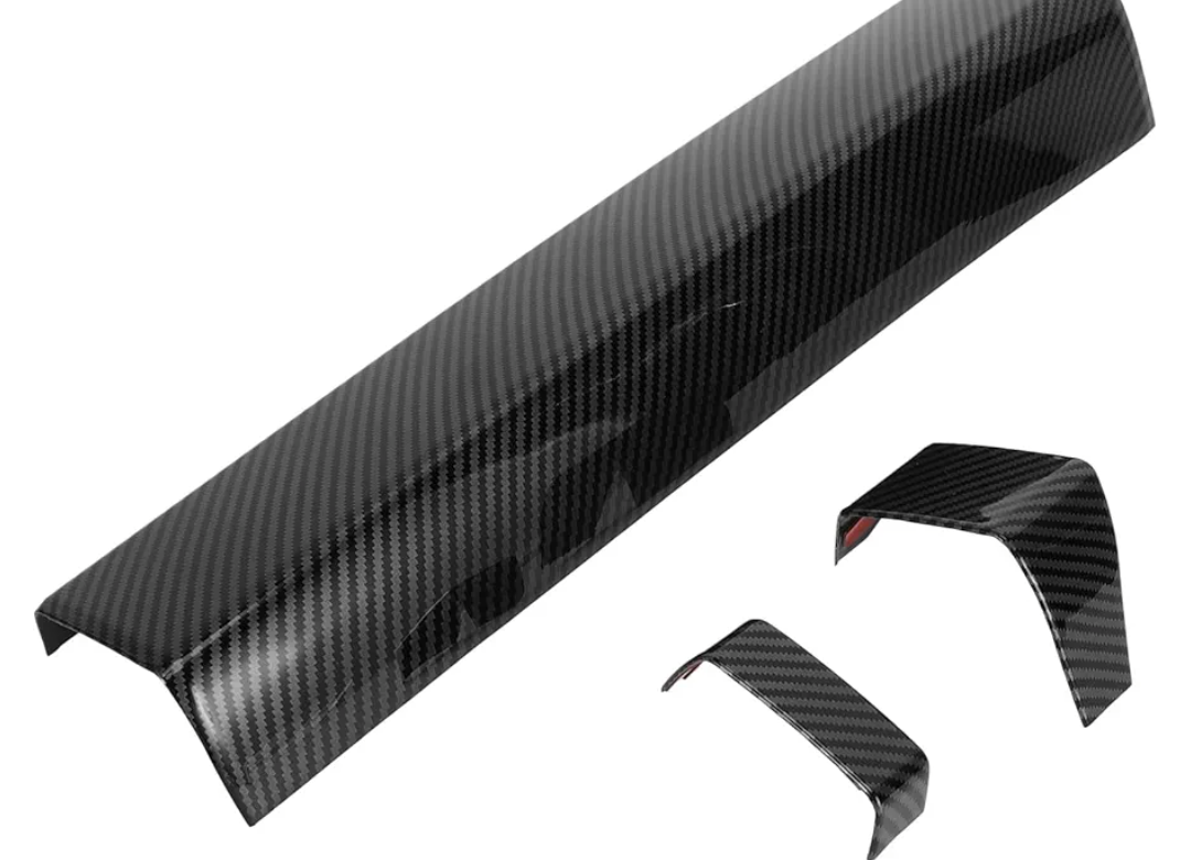Set Central Console Instrument Strip Cover for Toyota Tundra 2022-2024 Console Center Dashboard Stripe Trim Carbon Fiber Pattern ABS Black