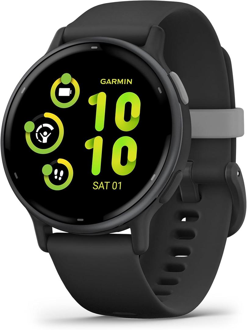 Garmin Vvoactive 5, Health and Fitness GPS Smartwatch, AMOLED Display, Up to 11 Days of Battery, Slate Aluminum Bezel with Black Case and Silicone Band