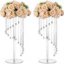 Nuptio Flower Vases Wedding Centerpieces - 2 Pcs 23.6 inches Tall Acrylic Vase Stands for Crystal Centerpiece Table Decorations - Elegant Geometric Flowers Stand for Party Weddings Tables Decoration