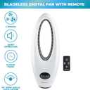 Comfort Zone 28-Inch Oscillating Bladeless Tower Fan with Remote Control, 3 Speeds, 70 Oscillation, Portable Tower Fan with 9-Hour Timer & LED Display Ideal for Home, Bedroom, Dorm, or Office