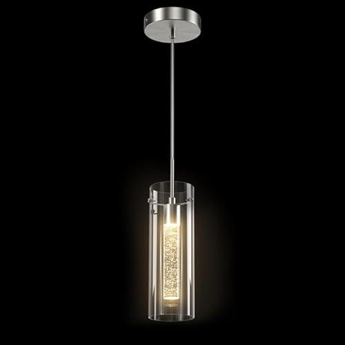 Esfos 1 Pack Pendant Ceiling Light Fixture, Pendant Lights for Kitchen Island Crystal Pendant Light, 1-Light Integrated Kitchen Hanging Light Fixture Modern Island Light with Bubble Glass