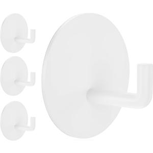 Rise age Adhesive Hooks Heavy Duty Waterproof in Shower Hooks for Hanging Loofah, Towels, Clothes for Bathroom Removable Adhesive Wall Hooks Door Hook Stainless Steel Stick on Hooks 4 Pcs (White)