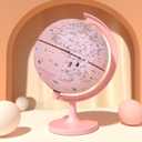 Pink Globe for Kids Learning Illuminated Globes of the World with Stand & Animals Illustrations Earth World Globe Night Light for Girls Room Decor Classroom Educational Tool Birthday Gift (8 inch PINK globe)