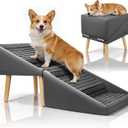 Dog Stairs for Small Dogs,17" H 4Step NonSlip Dog Ramp for Couch Low Bed | 2in1 Foldable Wooden Pet Stairs & Steps with Split Ottoman Design,for Puppy Medium Senior Injured Pets,Holds 250LBS