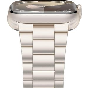 Iiteeology Lightweight Stainless Steel Band Designed for Apple Watch, Size: 42mm(Series 11/Series 10)/41mm/40mm/38mm, Replacement iWatch Bands for Women,Starlight